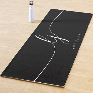 Signature Name Simple Calligraphy Black Yoga Mat