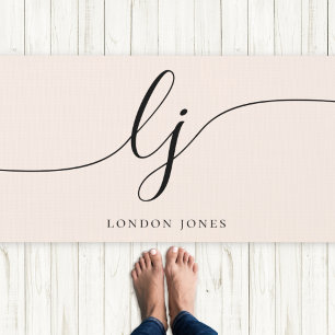 Signature Name Simple Calligraphy Blush Pink Yoga Mat