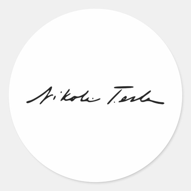 Signature of Electricity Genius Nikola Tesla Classic Round Sticker (Front)
