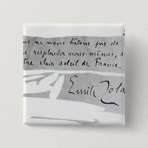 Signature of Emile Zola 15 Cm Square Badge
