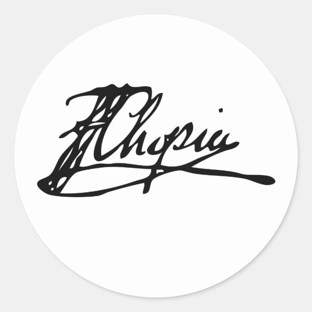 Signature of Frédéric Chopin Classic Round Sticker (Front)