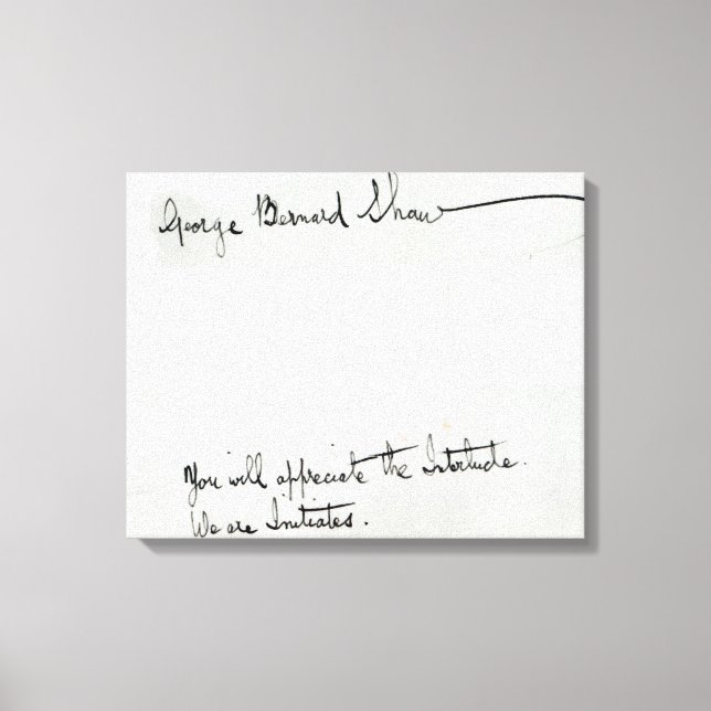 Signature of George Bernard Shaw Canvas Print (Front)