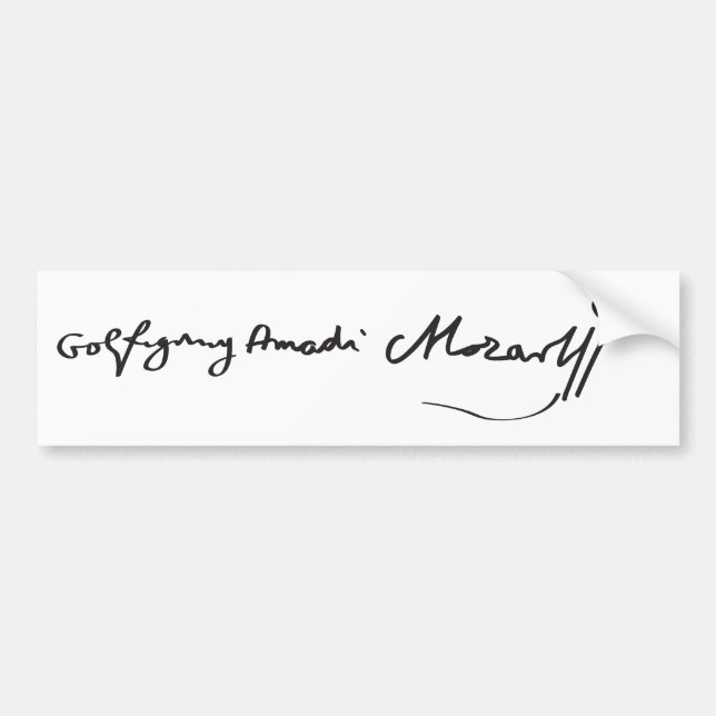 Signature of Musician Wolfgang Amadeus Mozart Bumper Sticker (Front)