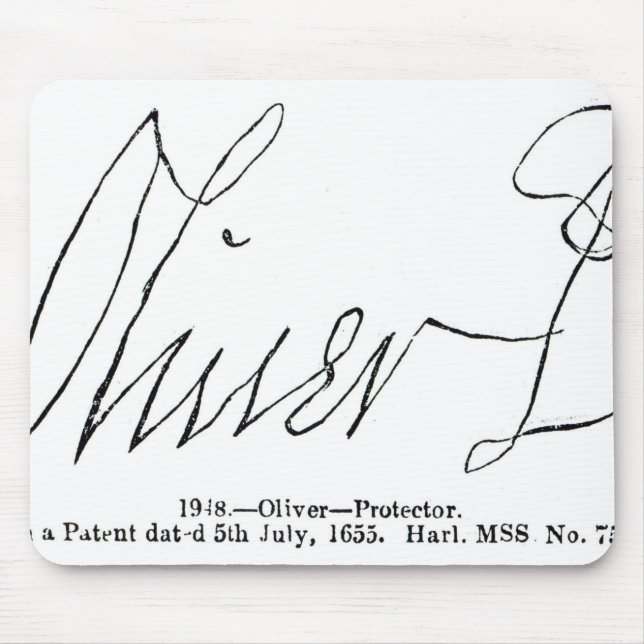 Signature of Oliver Cromwell  Lord Protector Mouse Mat (Front)