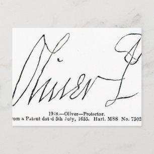 Signature of Oliver Cromwell  Lord Protector Postcard