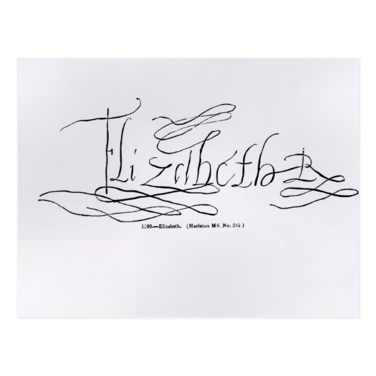 Signature of Queen Elizabeth I Postcard