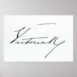 Signature of Queen Victoria (pen and ink on paper Poster