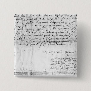 Signature of William Shakespeare , 1616 15 Cm Square Badge