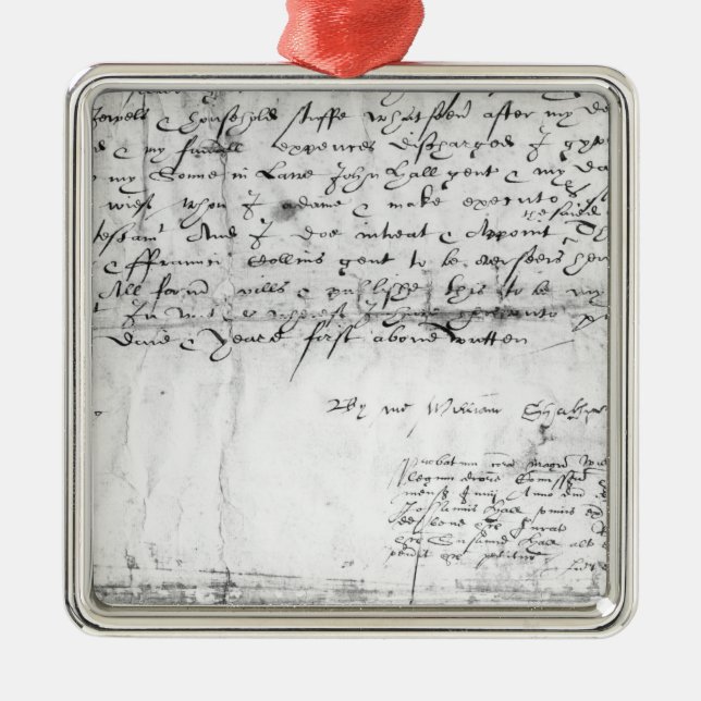 Signature of William Shakespeare , 1616 Metal Tree Decoration (Front)