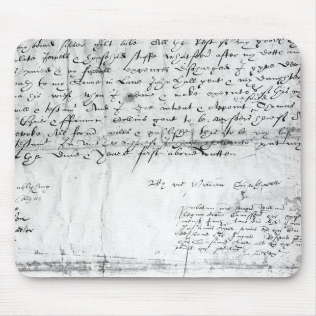 Signature of William Shakespeare , 1616 Mouse Mat (Front)