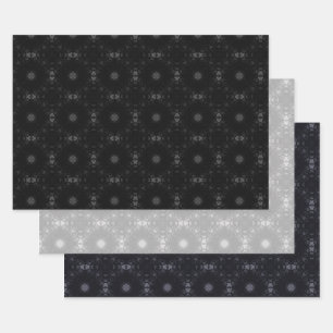 Signature Pattern Blk,Wht,GrayBlu Trio Wrapping Paper Sheet