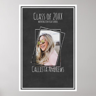 SIGNATURE Photo Black Chalkboard Graduation Party Poster