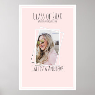 SIGNATURE Photo Simple Pink White Graduation Party Poster