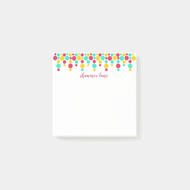 Signature Polka Dots Personalised Post-It Notes (Front)