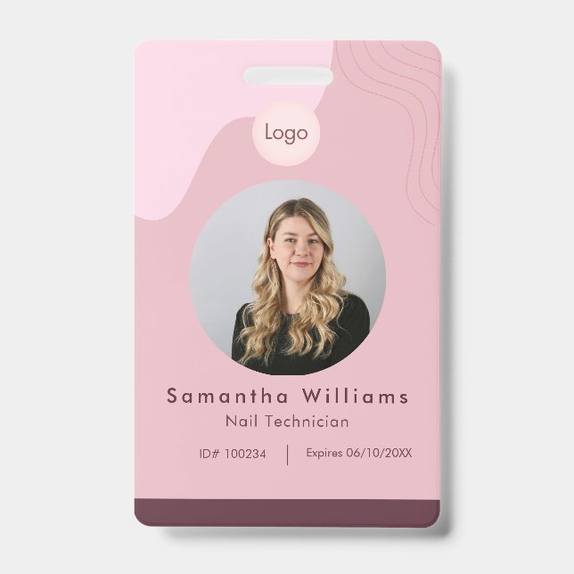 Signature Posh Beauty Salon Employee ID Card Badge (Front)