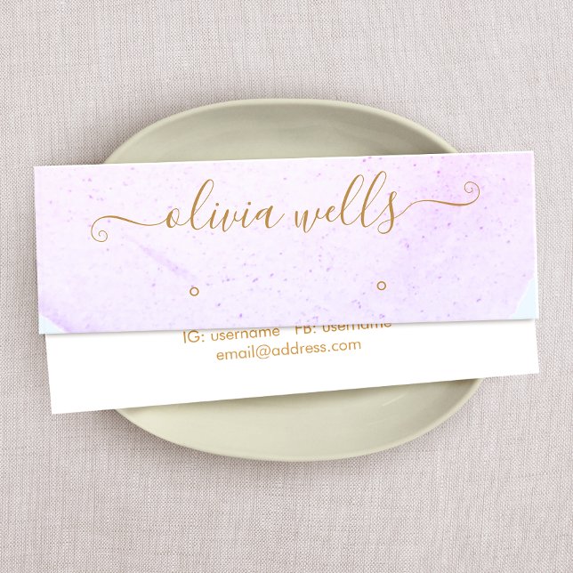 Signature Script  Abstract Watercolor Stud Earring Mini Business Card (Creator Uploaded)
