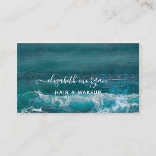 Signature Script Aqua Green Blue Modern Beach Busi Business Card