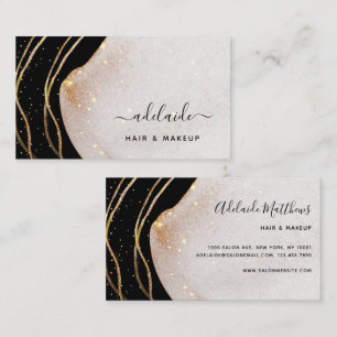 Signature Script Black And Gold Agate Chic Modern Business Card