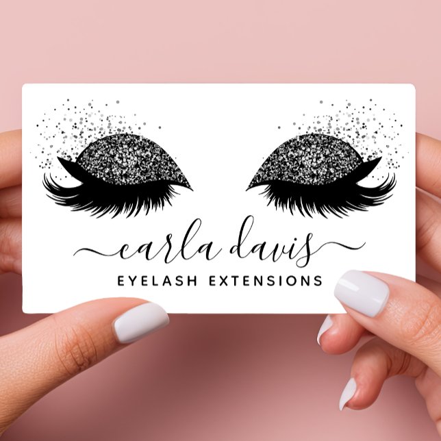 Signature Script Black Glitter Eyelashes Business Card (Creator Uploaded)