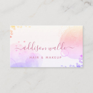 Signature Script Blush Pink Watercolor Business Card