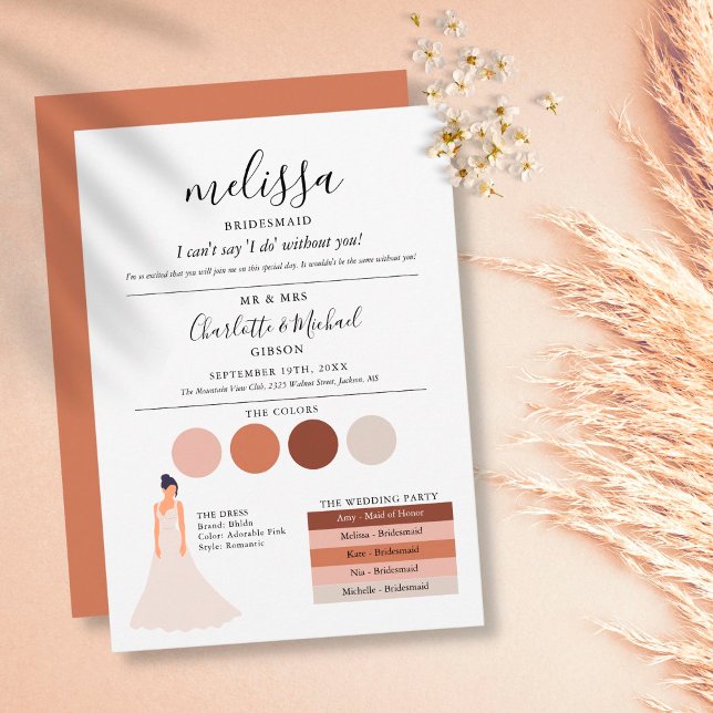 Signature Script Bridesmaid Wedding Info Card  (Creator Uploaded)