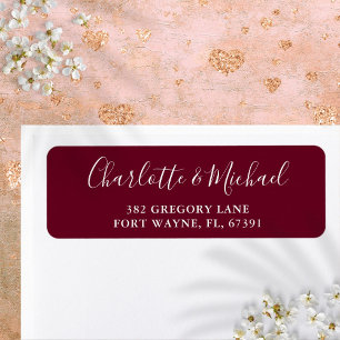 Signature Script Burgundy Wedding Return Address