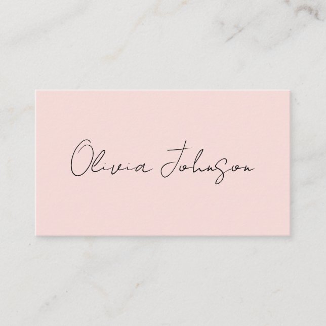 Signature Script Business Cards | Blush Pink (Front)