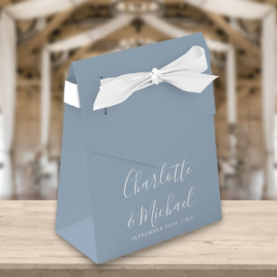 Signature Script Dusty Blue Elegant Wedding Favour Box
