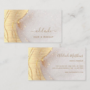 Signature Script Gold Glitter Agate Elegant Modern Business Card