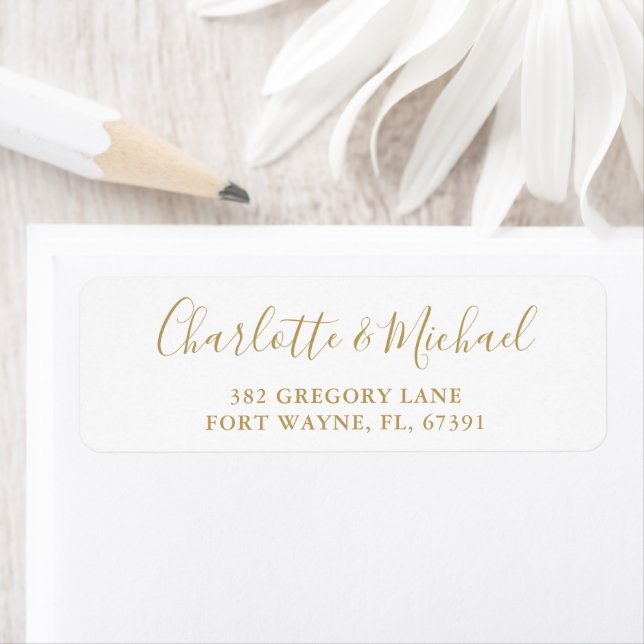 Signature Script Gold Wedding Return Address (Insitu)