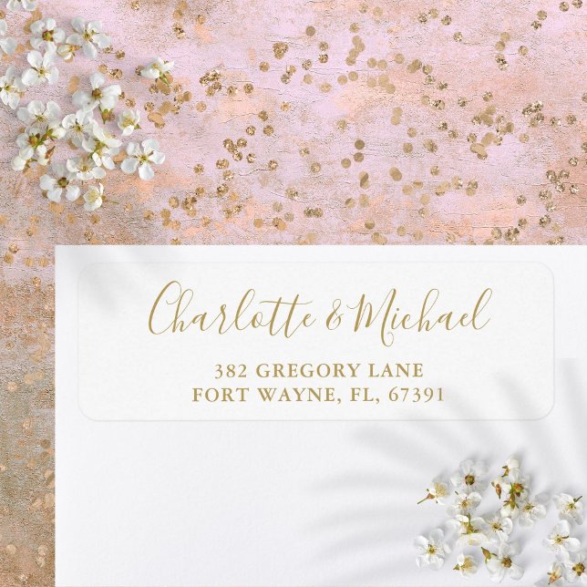 Signature Script Gold Wedding Return Address (Signature Script Gold Wedding Return Address Label)