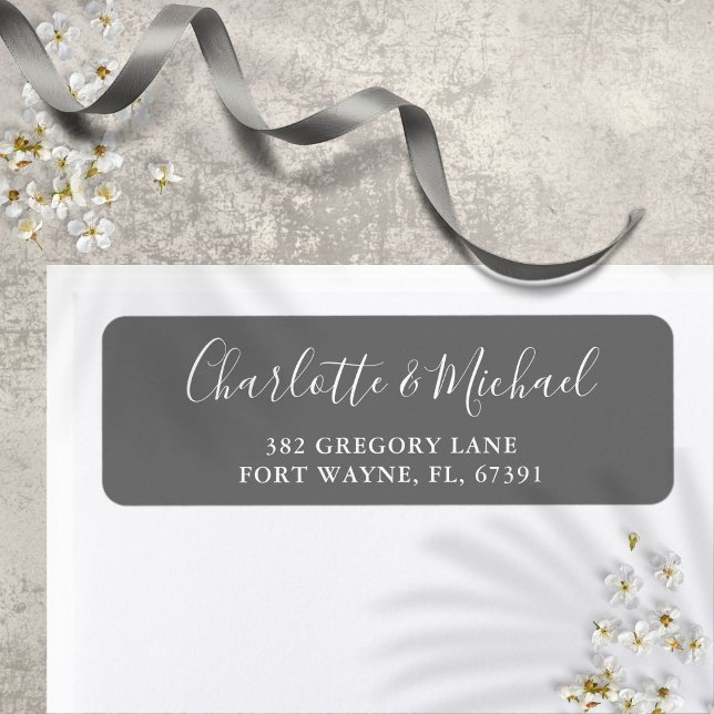 Signature Script Grey Wedding Return Address (Signature Script Gray Wedding Return Address Label)