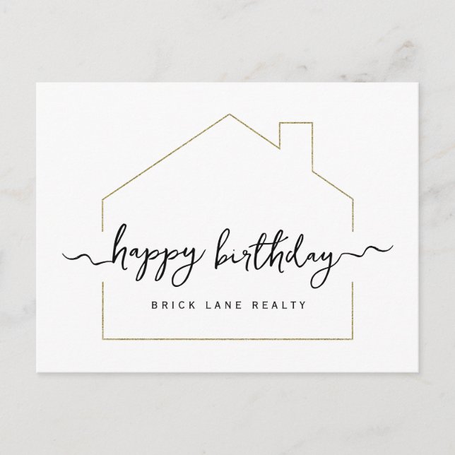 Signature Script Happy Birthday Realty  Postcard (Front)