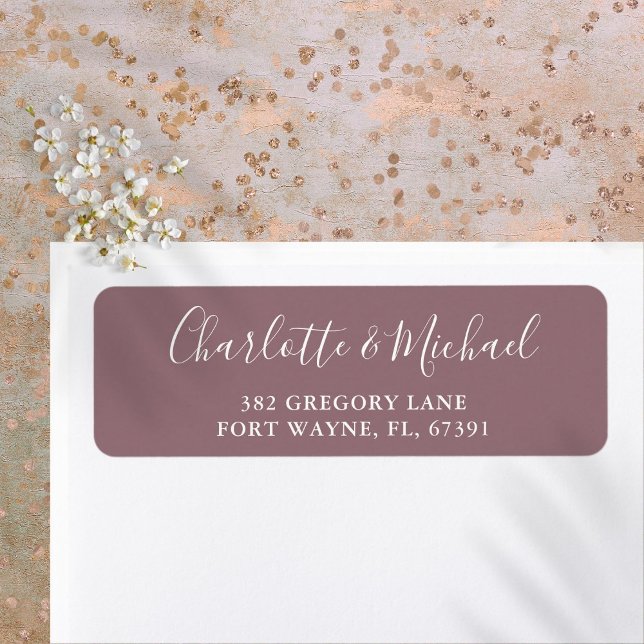 Signature Script Mauve Wedding Return Address (Signature Script Mauve Wedding Return Address Label)