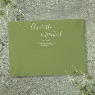 Signature Script Moss Green Return Address Envelope