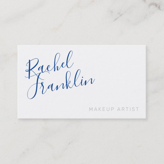 SIGNATURE script name modern chic royal blue Business Card (Front)