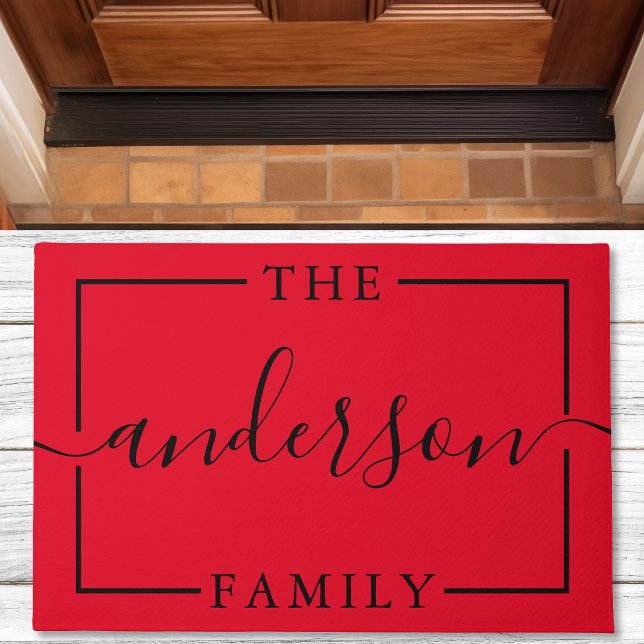 Signature Script Personalised Red Family Name Doormat (Creator Uploaded)