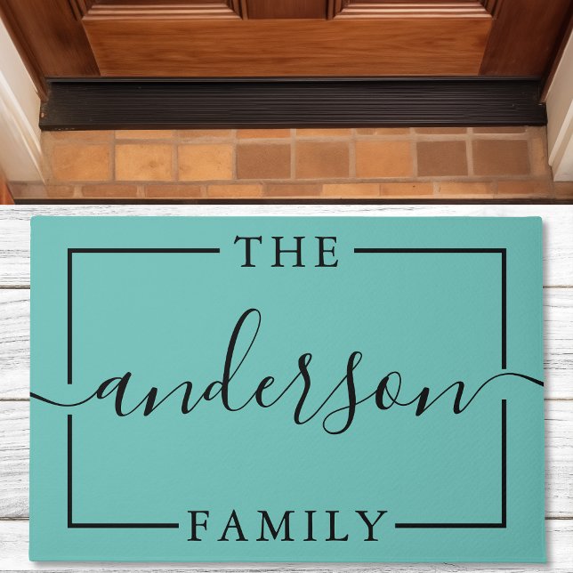 Signature Script Personalised Teal Family Name Doormat (Creator Uploaded)