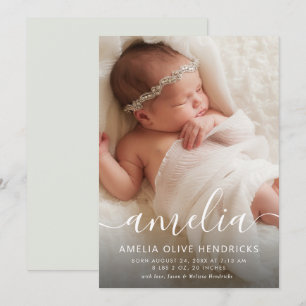 Signature Script Photo Birth Announcement