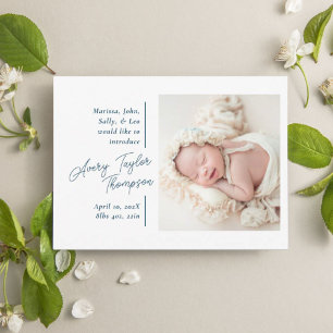 Signature Script Photo Modern Baby Birth Announcement