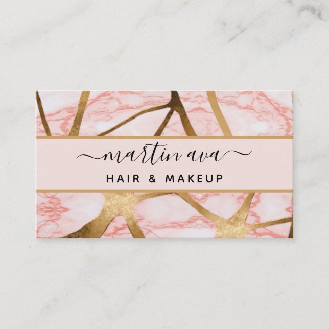 Signature Script Pink Glam Glitter Marble Modern  Business Card (Front)