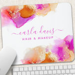 Signature Script Pink Orange Alcohol Ink Mouse Mat<br><div class="desc">Elegant pink orange alcohol ink hand lettered style calligraphy script professional business design. Perfect for makeup artists,  hair stylists,  cosmetologists,  and more!</div>