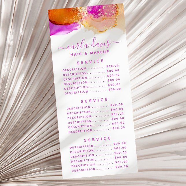 Signature Script Pink Orange Alcohol Ink Rack Card (Creator Uploaded)