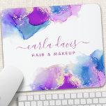 Signature Script Purple Blue Alcohol Ink Mouse Mat<br><div class="desc">Signature Script Purple Blue Alcohol Ink Mouse Pad. Elegant purple blue alcohol ink hand lettered style calligraphy script professional design. Perfect for makeup artists,  hair stylists,  cosmetologists,  and more!</div>