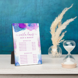 Signature Script Purple Blue Ink Price Menu Plaque