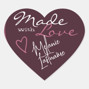 Signature Script Purple Burgundy Made with Love Heart Sticker
