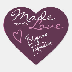 Signature Script Purple Plum Made with Love Heart Heart Sticker
