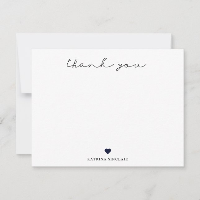 Signature Script Thank You Navy Blue Heart Card (Front)