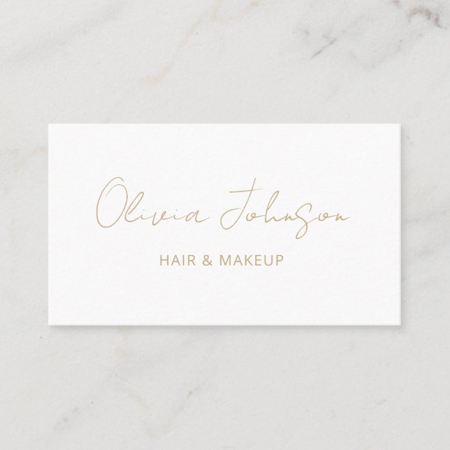 Signature Script Trendy White Gold Business Card (Front)