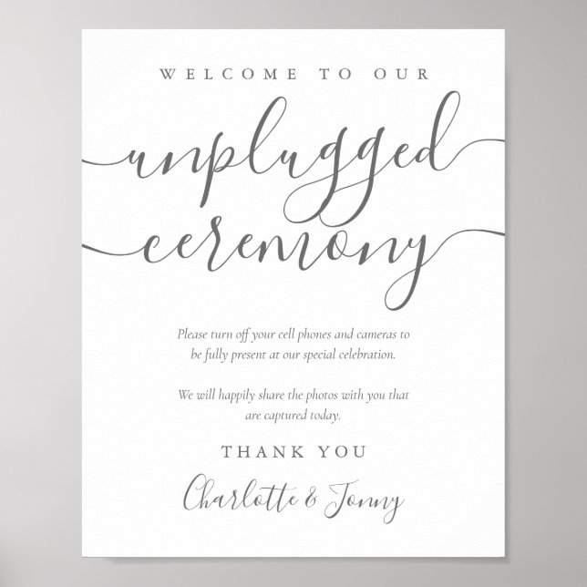 Signature Script Unplugged Ceremony Sign (Front)